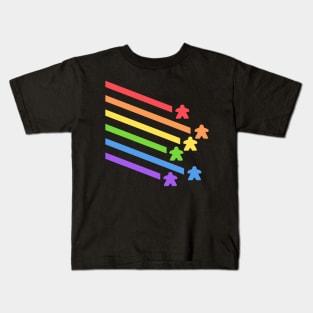 Rainbow Meeples Board Games Addict Kids T-Shirt